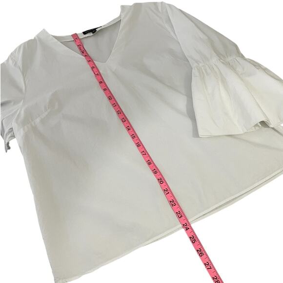 Banana Republic 100% Cotton Poplin Top Bell Sleeves V-Neck Classic White Size XL - Picture 4 of 8
